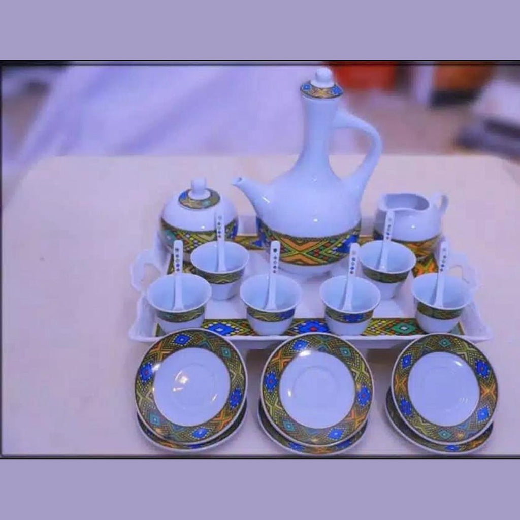 23pcs ሴራሚክ ኣቁሑት ቡን Ceramic Coffee Set 23pcs